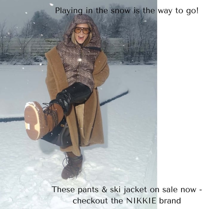 What to do on a ski holiday if you are not skiing? Snowshoeing lady with happy smiling face.