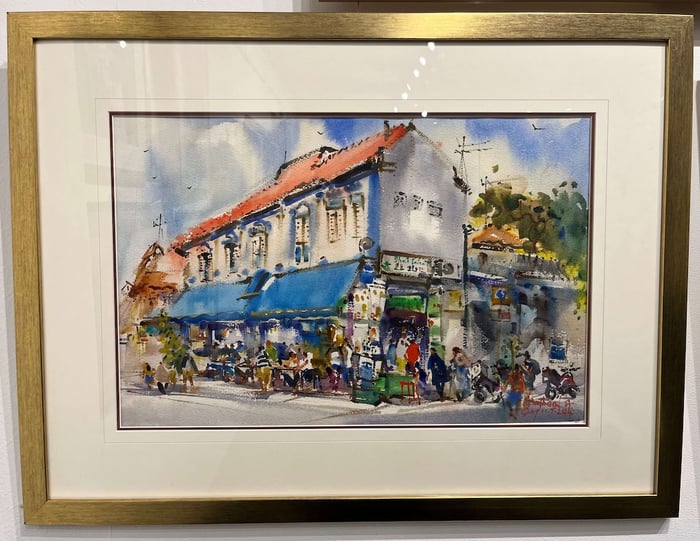 翁茂泉 Eng Mong Chua's watercolour painting of a teh tarik coffeeshop