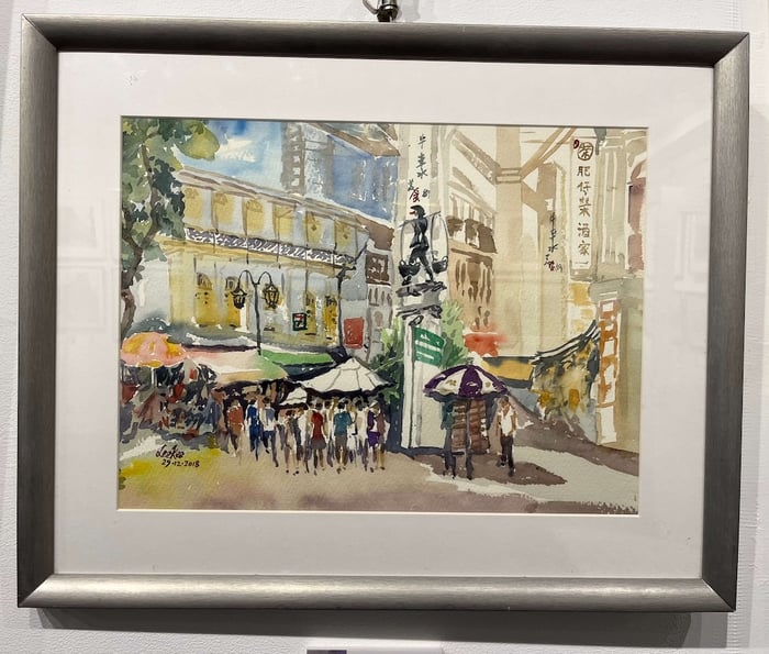 杨李居 Jong Lee Kee's watercolour painting of Chinatown