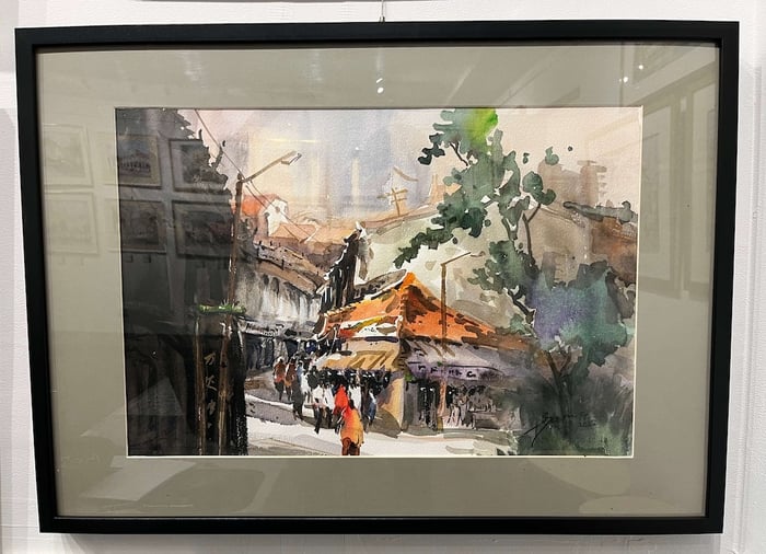 吴启振 Goh Khie Ching's watercolour painting of Little India
