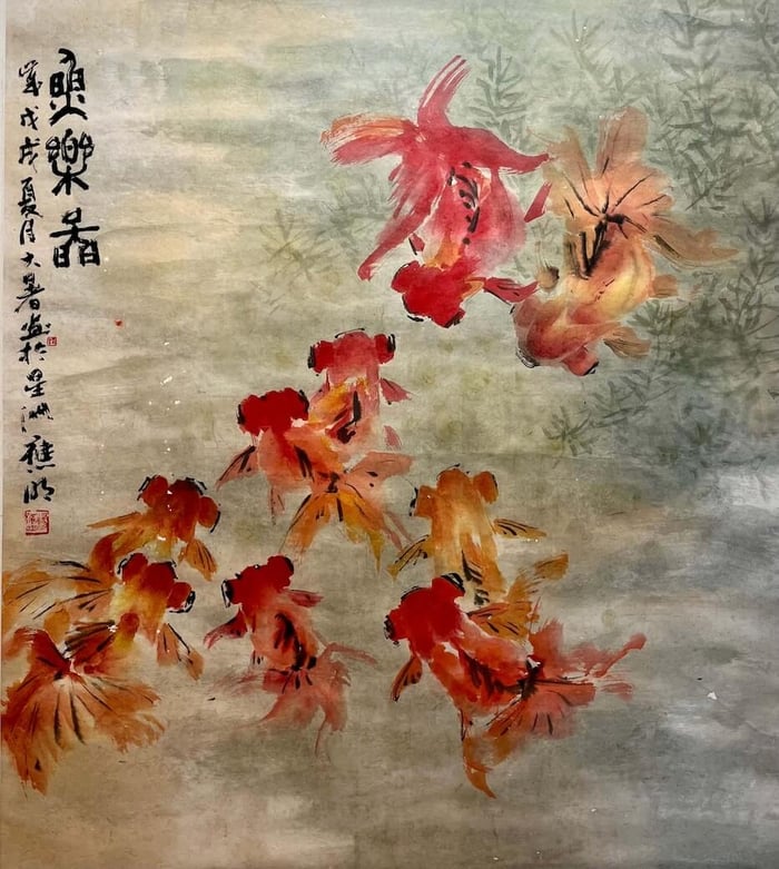 Painting of goldfish by Singapore artist Yeo Eng Meng