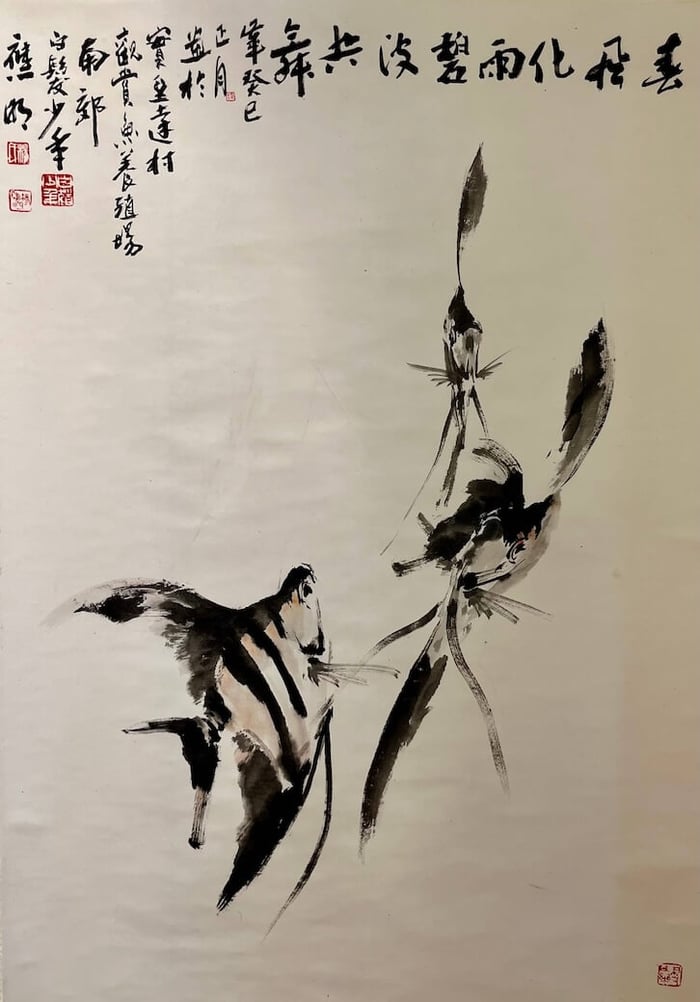 Yeo Eng Meng's angelfish in Chinese ink