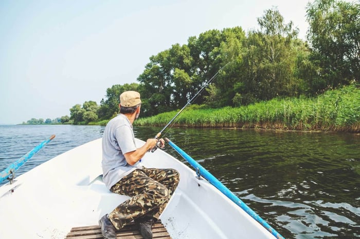 A man drift fishing