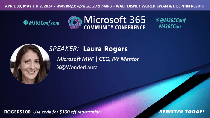 Laura Speaking at M365Con 2024 in Orlando
