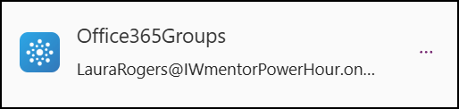 The Office365Groups connector with an email address associated with its integration highlighted.