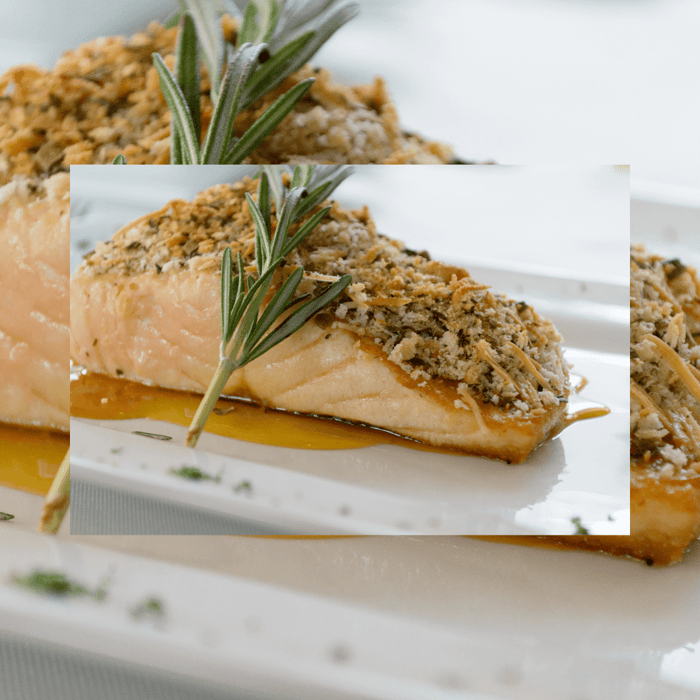 Walnut Crusted Salmon with Avocado and Coconut Quinoa