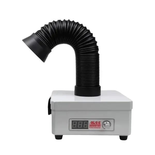 Arbe tabletop soldering fume extractor with a flexible hose, designed to remove harmful fumes and improve air quality in a jewelry studio