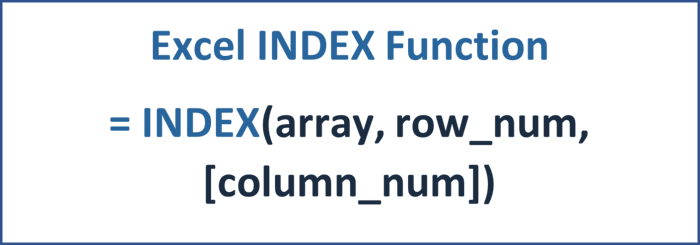 INDEX Function - Financial Modeling