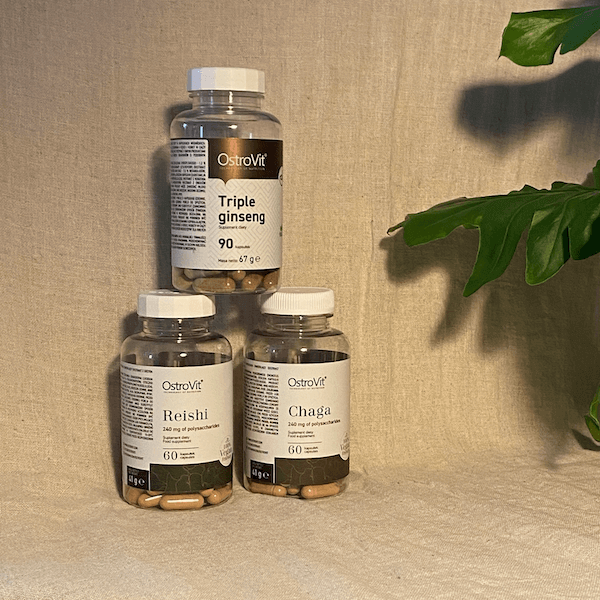 reishi, triple ginseng, chaga