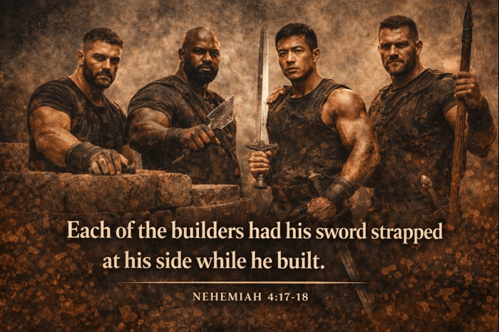 strength in preparation Nehemiah 4:17-18