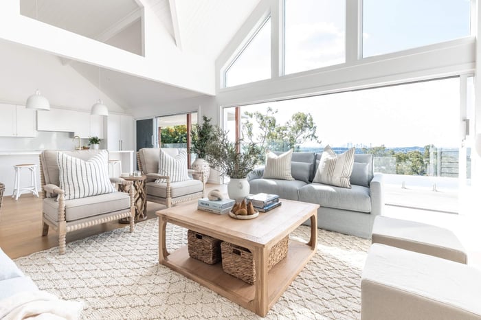 hamptons living open plan living room