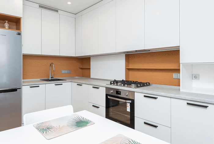 Grey Worktops With White Cabinets: