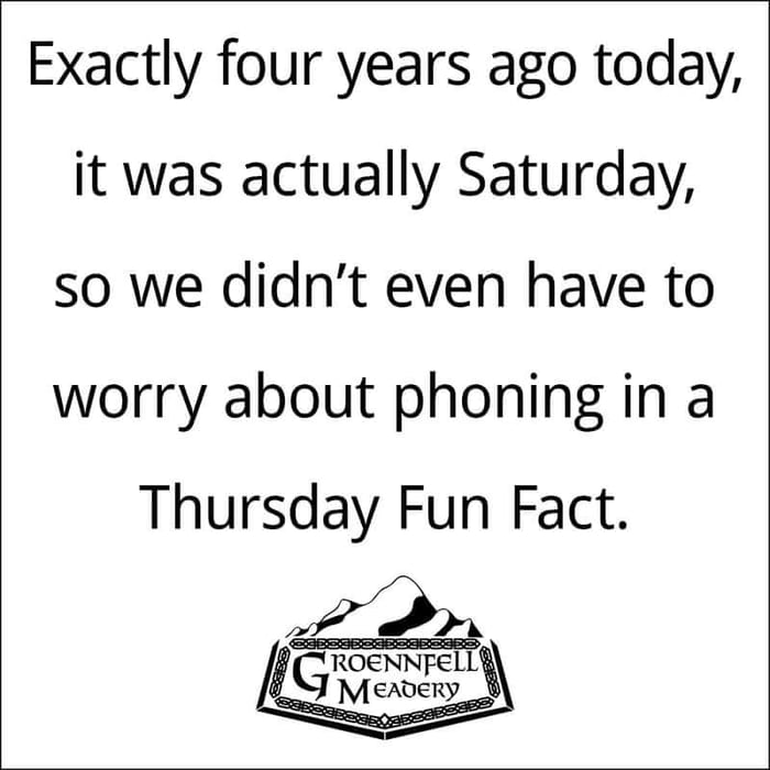 Thursday Fun Fact 6-7: Four Years Ago