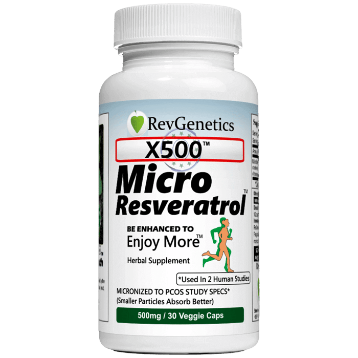X500 Micro Resveratrol supplement capsules used in clinical fat-burning hormone study