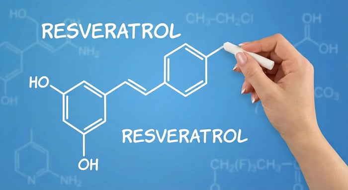 3D molecular structure of resveratrol compound showing cancer-fighting properties