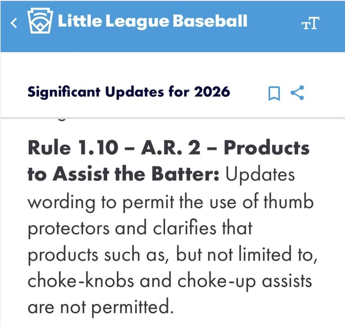 Little League thumb protectors rule