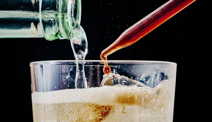 Bitters and soda made with non-alcoholic cocktail bitters.