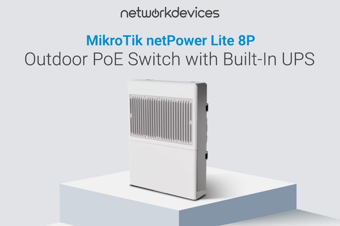 MikroTik netPower Lite 8P outdoor PoE switch with built-in UPS