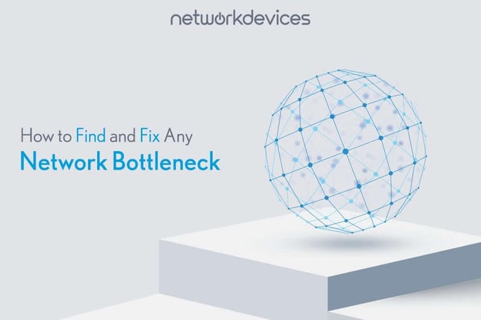 Banner image for a guide on how to fix a network bottleneck, featuring the article title and a blue digital sphere representing a network.