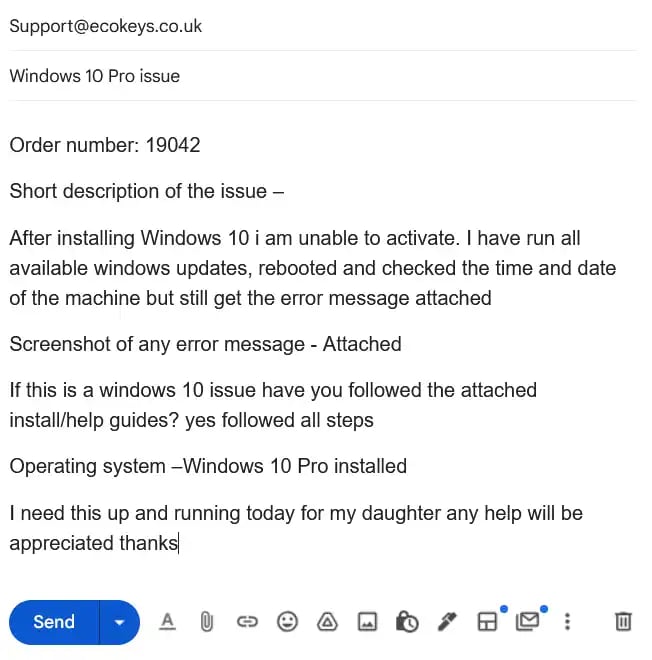 Not received an Order email from Ecokeys?