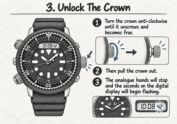 Seiko Prospex SNJ025P | How To Unlock The Crown