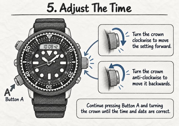 Seiko Prospex SNJ025P | How To Adjust The Time