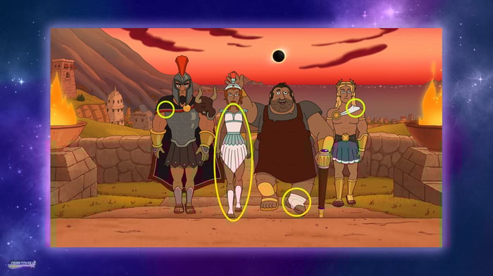 The gods of Krapopolis with pure white on their clothing, for Ep.04 of Prism Power, "Storytelling with Color."