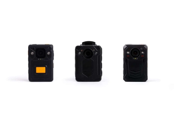 Three body worn camera models on a white background, representing agency body worn camera programs