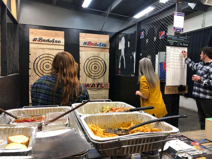 Focal Forensics team members at the axe throwing lanes during the employee appreciation event