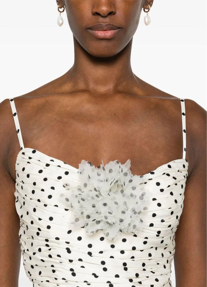 Self-Portrait's Cream Polka Dot Satin Top