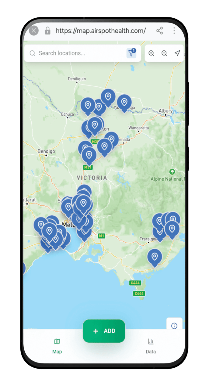 AirSpot Fresh Indoor Air CO₂ Map Library Locations