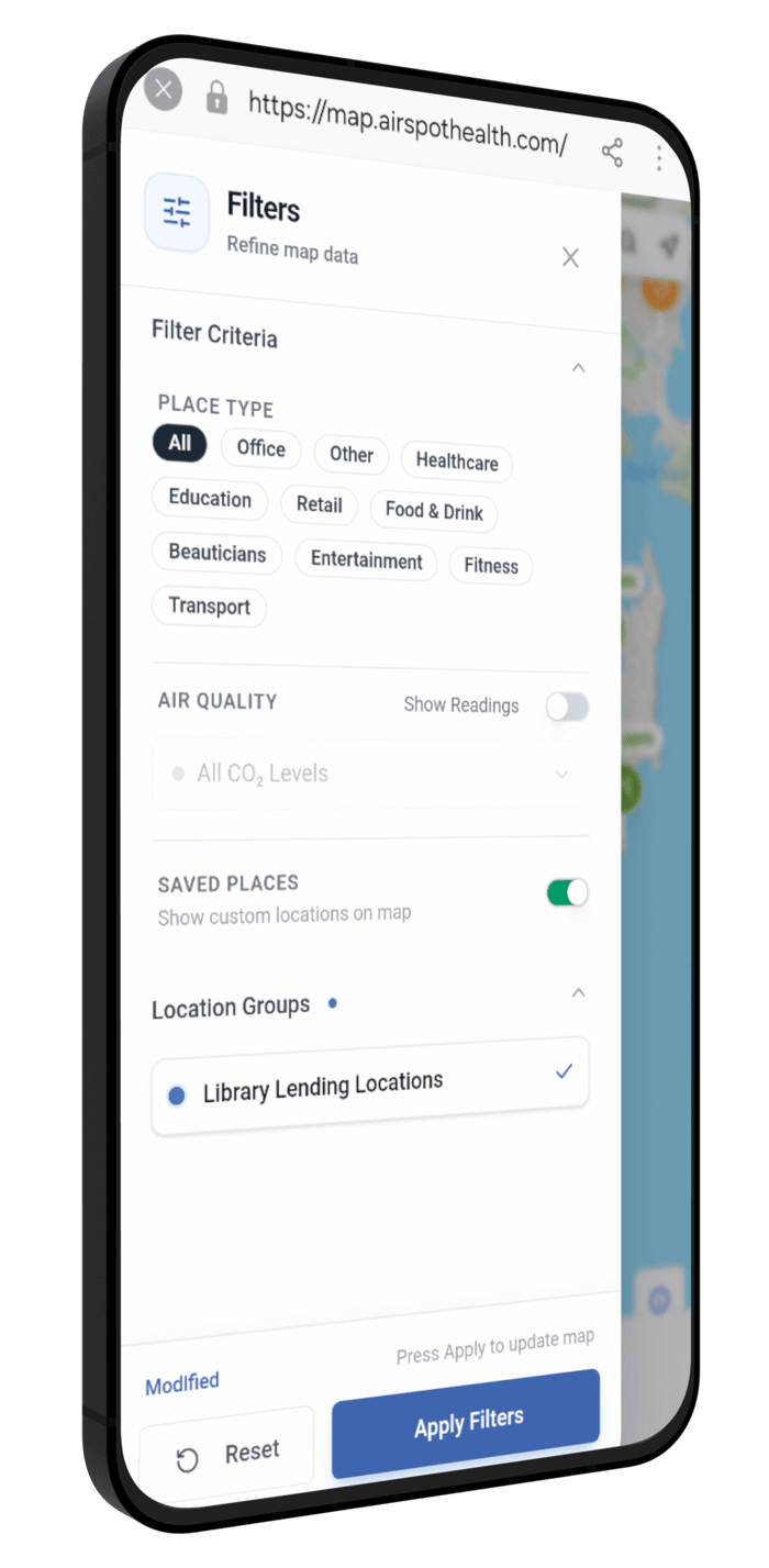AirSpot Fresh Indoor Air CO₂ Map Library Filter