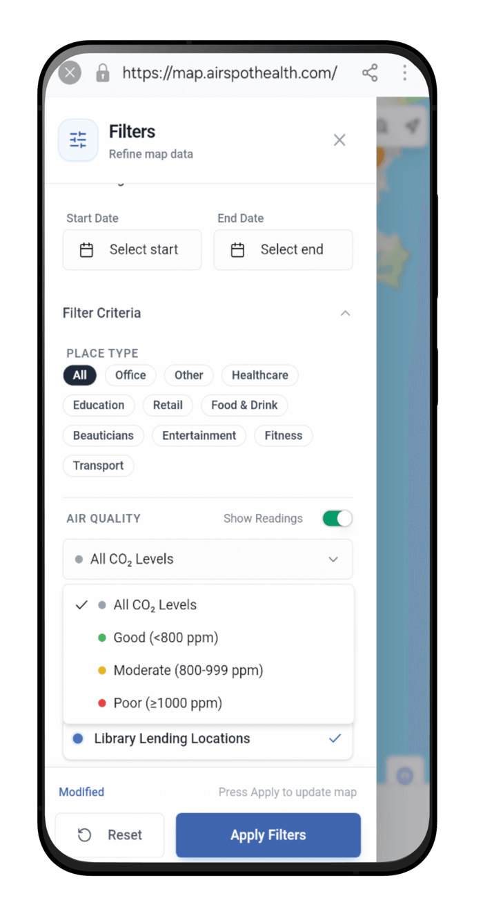 AirSpot Fresh Indoor Air CO₂ Map Filter