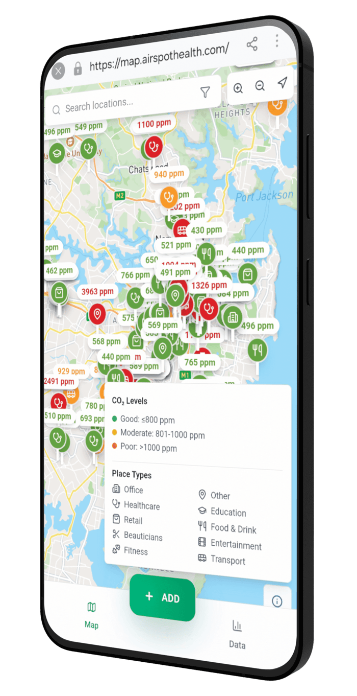 AirSpot Fresh Indoor Air CO₂ Map Key