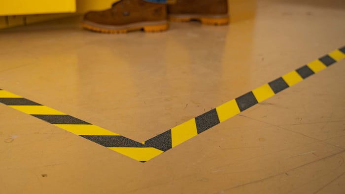 Mighty Line floor tape installed in an organizational establishment