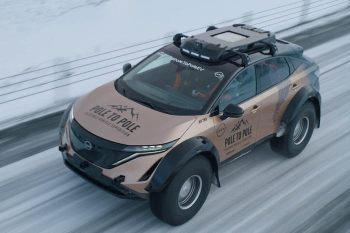BF Goodrich's tires around the world in a Nissan?