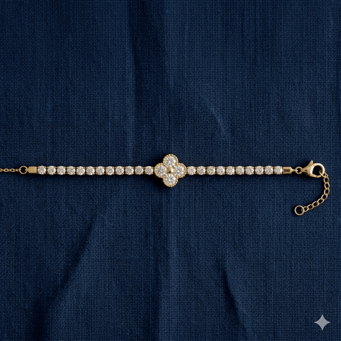 Diamond Four-Leaf Clover Tennis Bracelet