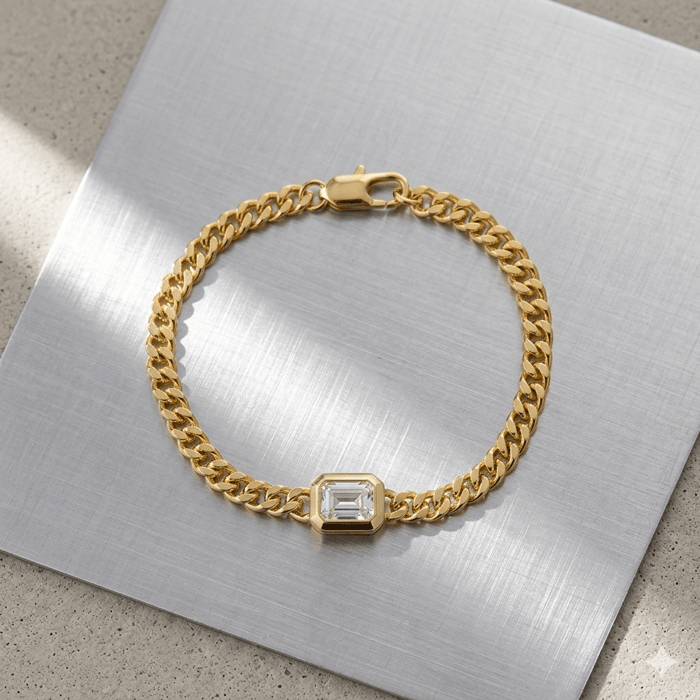 CZ Cushion Cut Bezel Set Cuban Bracelet