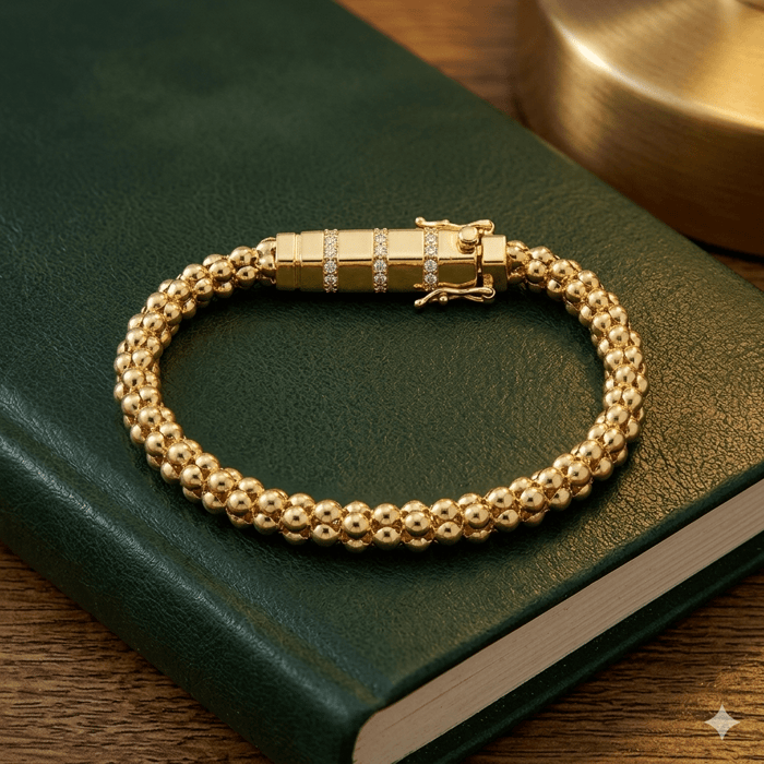 Beaded Cluster Rounded Clasp Pendant Bracelet