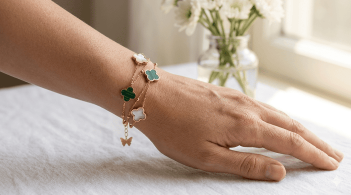 Double Strand Clover Charm Bracelet