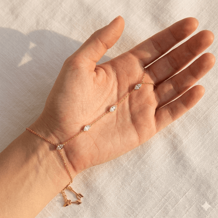 CZ Bezel Multi Shape Hand Chain Bracelet