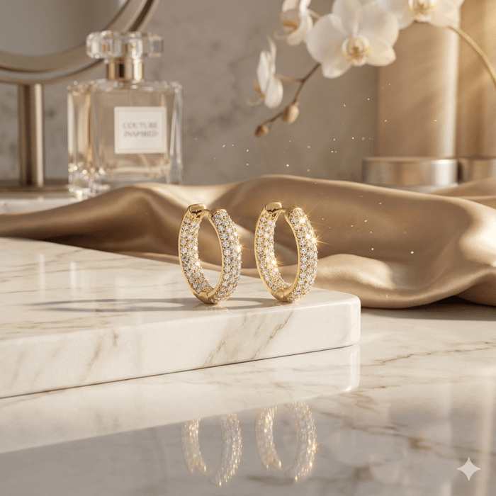 CZ Classic Pavé Hoop Earring