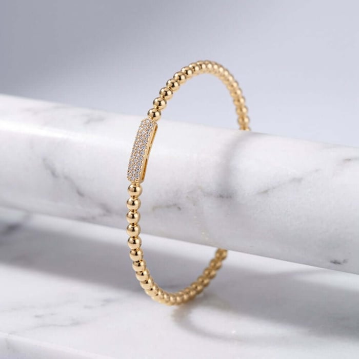 Beaded CZ Accent Bangle