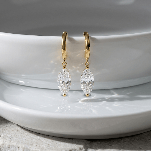 Lab Grown Diamond Marquise Shaker Huggie Earring 14K