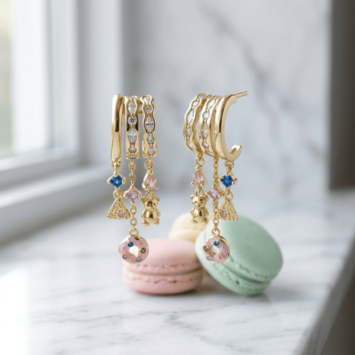 Multi Charm Crystal Chain Drop Earring