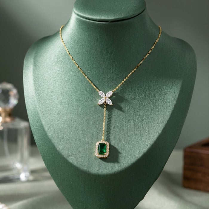 Colored Marquise X Baguette Drop Lariat