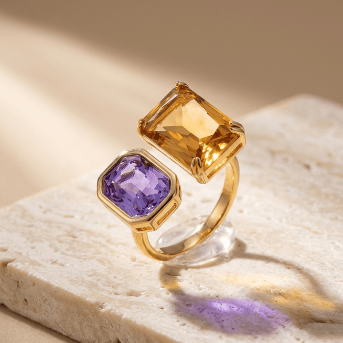 Champagne X Lilac Duo Statement Ring