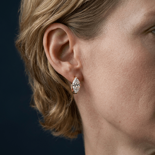 CZ Marquise Embedded Huggie Earring