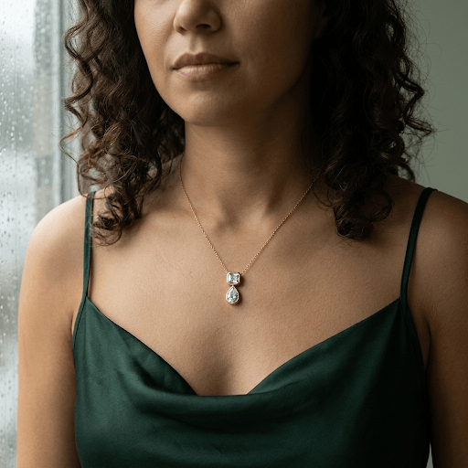 Mixed Cut CZ Drop Necklace