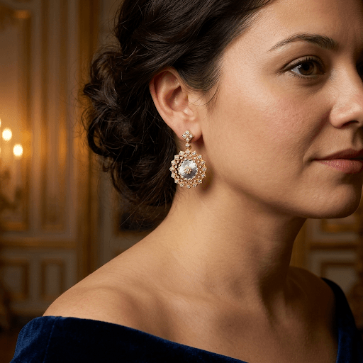 Two-Tone Fancy Oval Drop Earring